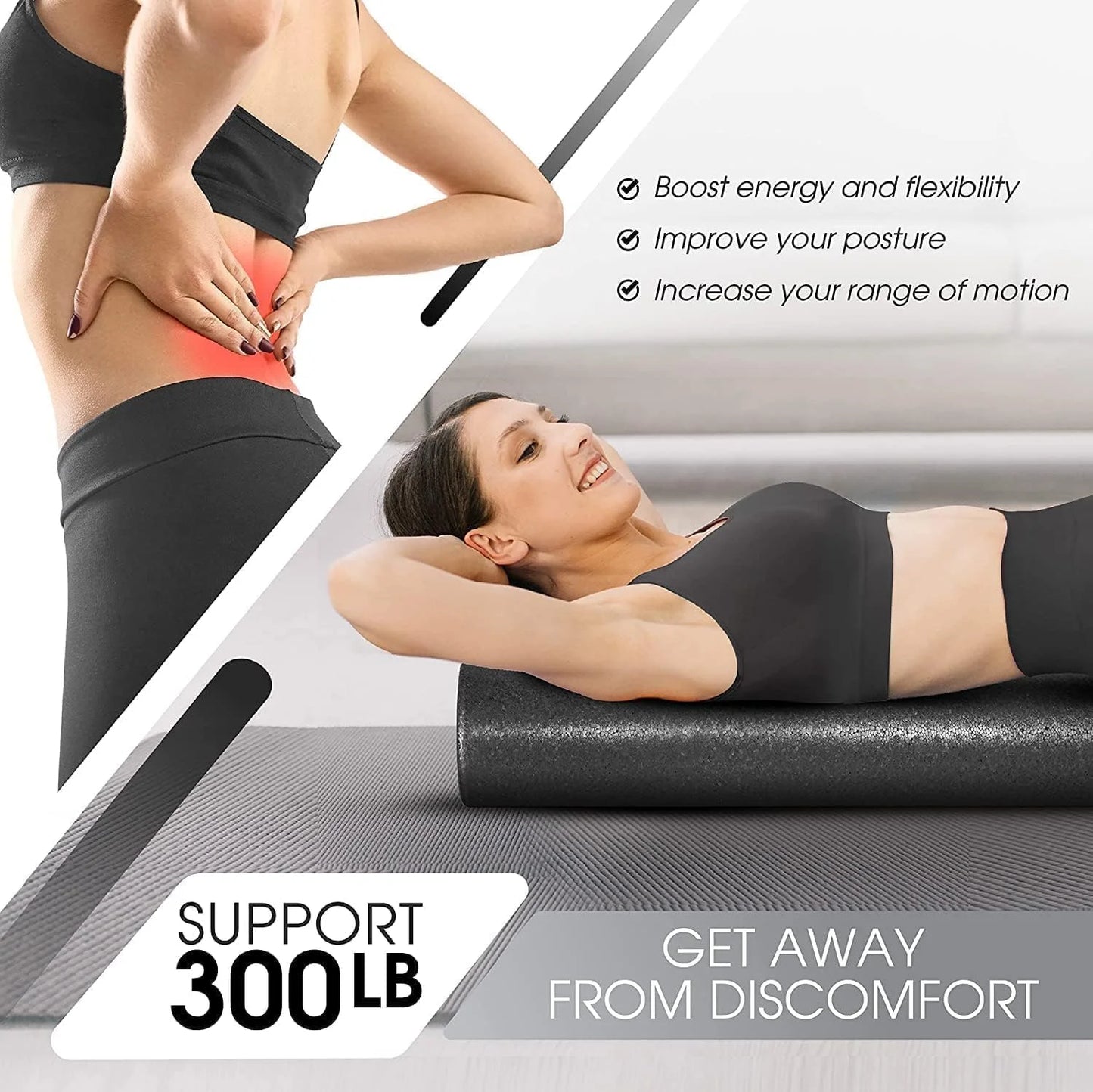 36Inch Exercise Foam Roller EPP Black